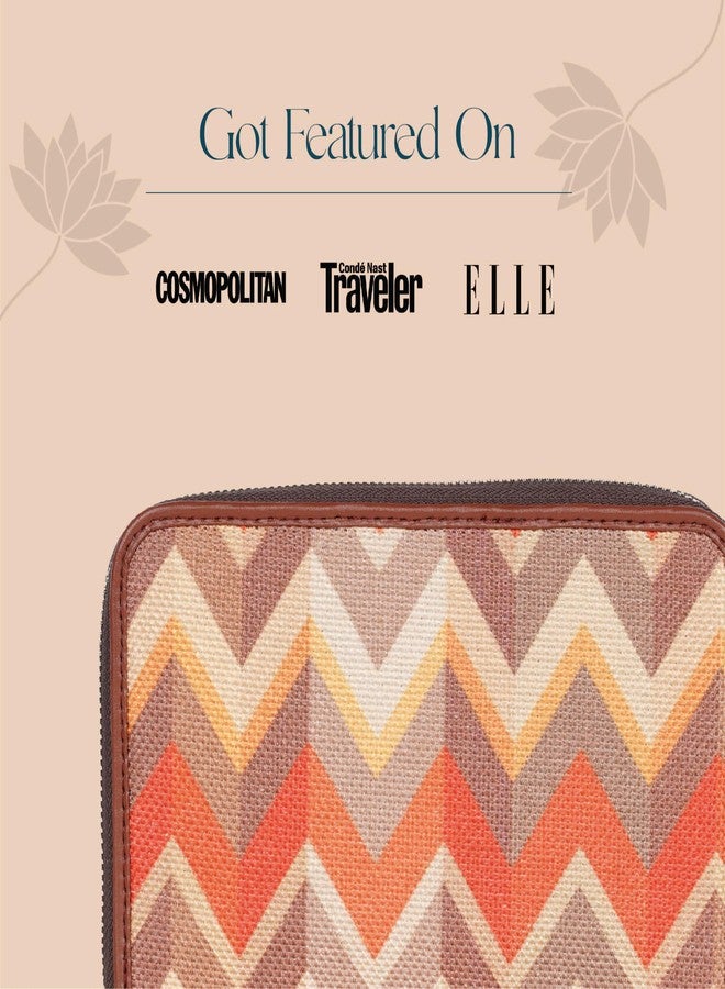 ZOUK محفظة نسائية من زوك مصنوعة يدوياً من الجلد النباتي الكلاسيكي والجوت مع جيب للهاتف المحمول، بنقشة أمواج المد والجزر (متعددة الألوان). - Image 4